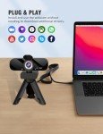 Gozvrpus USB HD Webcam with Built-in Microphone and Rotatable Tripod, 1080P Video, Wide Angle Camera, Privacy Cover, for Desktop PC or Laptop Computer（Black）