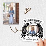 Personalized Photo Sticker Custom Name and Time Memorial Heart with Wing in Loving Memory Bookish Funny Waterproof Die-Cut Vinyl Sticker for Water Bottle Laptop Phone for Friend Coworker Dad Mom