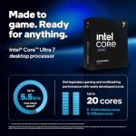 Intel Core Ultra 7 Desktop Processor 265K - 20 cores (8 P-cores + 12 E-cores) up to 5.5 GHz