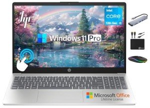 HP 2025 Business 15.6" HD Touch Laptop, 6-Core Intel i3 Processor (Upto 4.4GHz), 32GB RAM, 1.5TB Storage (1TB SSD + 500GB Ext), Long Battery, MarxsolAccessory, Lifetime Microsoft Office, Win 11 Pro