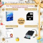 HP Student Business Laptop Computer - w/Microsoft Office Lifetime & Free CD/DVD Drive • 16GB RAM • 128GB eMMC & 256GB Extend Micro SD • Intel 4-Core Processor • HD Display • Win11 Pro(Silver)