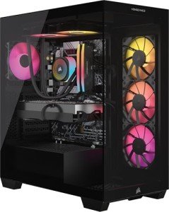 Corsair Vengeance a7400 Gaming PC – Liquid Cooled AMD Ryzen 7 7800X3D CPU – NVIDIA GeForce RTX 5080 GPU – 32GB Vengeance RGB DDR5 Memory – 2TB M.2 SSD – Black
