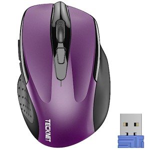 TECKNET Wireless Mouse, 2.4G Ergonomic Optical Mouse, Computer Mouse for Laptop, PC, Computer, Chromebook, Notebook, 6 Buttons, 24 Months Battery Life, 2600 DPI, 5 Adjustment Levels