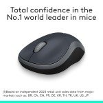 Logitech M185 Wireless Mouse, 2.4GHz with USB Mini Receiver, 12-Month Battery Life, 1000 DPI Optical Tracking, Ambidextrous PC/Mac/Laptop - Swift Grey