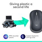 Logitech M185 Wireless Mouse, 2.4GHz with USB Mini Receiver, 12-Month Battery Life, 1000 DPI Optical Tracking, Ambidextrous PC/Mac/Laptop - Swift Grey