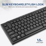Rii RK907 Ultra-Slim Compact USB Wired Keyboard for Mac and PC,Windows 10/8 / 7 / Vista/XP (Black) (1PCS)