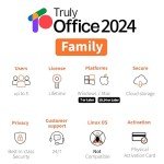 TrulyOffice 2024 Family Lifetime License for Windows | 4 in 1 All Access TrulyOffice Suite | Words, Sheets, Slides, and Cloud | 5 Users | Physical Activation Card
