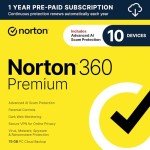 Norton 360 Premium 2025, Antivirus software for 10 Devices with Auto-Renewal – Includes Advanced AI Scam Protection, VPN, Dark Web Monitoring & PC Cloud Backup [Download]