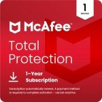 McAfee Total Protection 1-Device 2025 1-Year Subscription with Auto-Renewal | Security Software Includes Antivirus, Secure VPN, Scam Protection, Identity Monitoring | Download