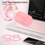 MAONO XLR/USB Dynamic Microphone Kit, RGB Gaming Mic with Software, Mute, Gain Knob, Volume Control, Boom Arm for Streaming, Podcasting, Voice-Over, Recording-PD200XS Pink