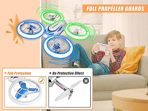 Heygelo S60 Drones for Kids, Mini Drone with LED Lights for Beginners, RC Quadcopter with Altitude Hold and Headless Mode, Full Propeller Protect, 3D Flips, 2 Batteries, Toys Gifts for Boys Girls