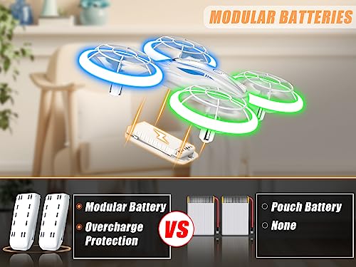 Heygelo S60 Drones for Kids, Mini Drone with LED Lights for Beginners, RC Quadcopter with Altitude Hold and Headless Mode, Full Propeller Protect, 3D Flips, 2 Batteries, Toys Gifts for Boys Girls