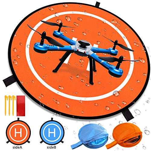 Luminous Drone Landing Pad Glow in The Dark Waterproof 30'' Universal Landing Pad Accessories Fast-fold Double Sided Quadcopter Landing Pad for RC Drones Helicopter PVB Drones DJI Mavic Pro Spark