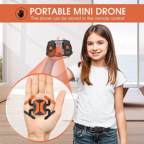 Drone with Camera - FPV Drones for Kids, RC Quadcopter Tiny Drone with App FPV Video, Voice Control, Altitude Hold, Headless Mode, Trajectory Flight, Foldable Mini Kids Drone Girls Gifts Boy Toys - Orange