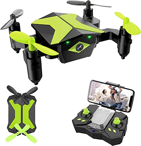 Mini Drone with Camera Drones for Kids Beginners, RC Quadcopter with App FPV Video, Voice Control, Altitude Hold, Headless Mode, Trajectory Flight, Foldable Kids Drone Boy/Girl Christmas Gift-Green