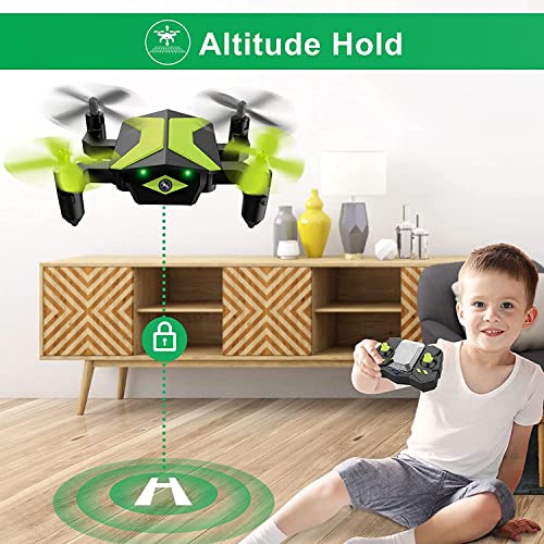 Mini Drone with Camera Drones for Kids Beginners, RC Quadcopter with App FPV Video, Voice Control, Altitude Hold, Headless Mode, Trajectory Flight, Foldable Kids Drone Boy/Girl Christmas Gift-Green