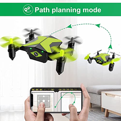 Mini Drone with Camera Drones for Kids Beginners, RC Quadcopter with App FPV Video, Voice Control, Altitude Hold, Headless Mode, Trajectory Flight, Foldable Kids Drone Boy/Girl Christmas Gift-Green