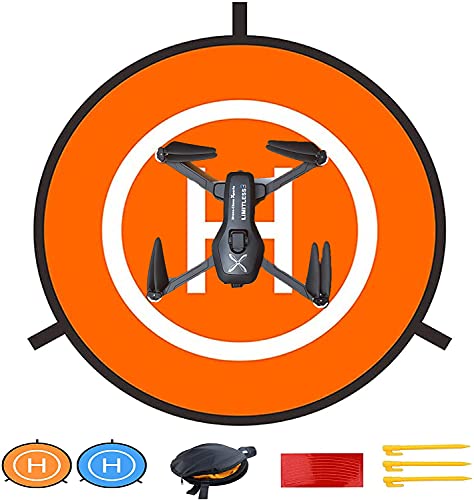 Large Drone Landing Pads, Waterproof Universal Landing Pad for Limitless 4 Drone & All Other Top Hobby Drones, Double Sided Portable Durable Fast-Folding Landing mat with Carrying Case