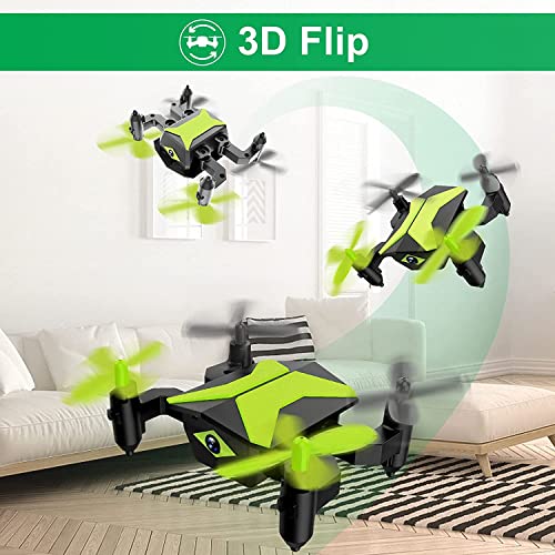 Mini Drone with Camera Drones for Kids Beginners, RC Quadcopter with App FPV Video, Voice Control, Altitude Hold, Headless Mode, Trajectory Flight, Foldable Kids Drone Boy/Girl Christmas Gift-Green