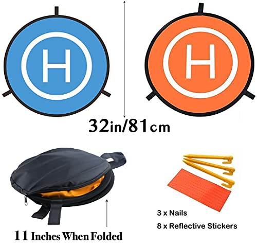 Large Drone Landing Pads, Waterproof Universal Landing Pad for Limitless 4 Drone & All Other Top Hobby Drones, Double Sided Portable Durable Fast-Folding Landing mat with Carrying Case