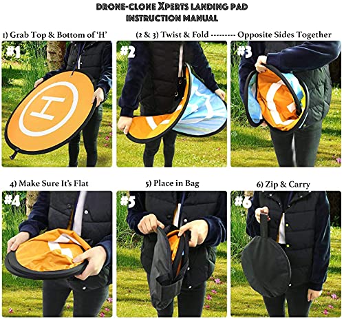 Large Drone Landing Pads, Waterproof Universal Landing Pad for Limitless 4 Drone & All Other Top Hobby Drones, Double Sided Portable Durable Fast-Folding Landing mat with Carrying Case