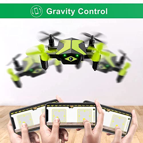 Mini Drone with Camera Drones for Kids Beginners, RC Quadcopter with App FPV Video, Voice Control, Altitude Hold, Headless Mode, Trajectory Flight, Foldable Kids Drone Boy/Girl Christmas Gift-Green