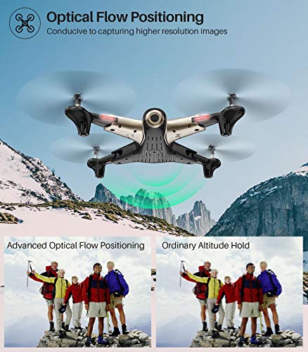 Syma X300 Foldable Drone with Camera for Adults 1080P FHD FPV Live Video, Optical Flow Positioning, Tap Fly, Altitude Hold, Headless Mode, 3D Flips, Quadcopter for Kids Beginners, 2 Batteries 40mins