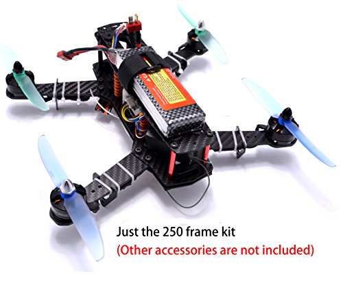 Readytosky 250mm FPV Racing Drone Frame Carbon Fiber Quadcopter Frame Kit with 4mm FPV Frame Arms and Lipo Battery Strap
