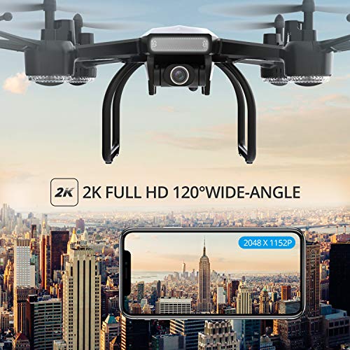 DEERC Drone with Camera for Adults 1080p Full HD FPV Live Video 120° Wide Angle, Altitude Hold, Headless Mode, Gesture Selfie, Waypoints Functions RC Quadcopter with 2 Batteries and Backpack