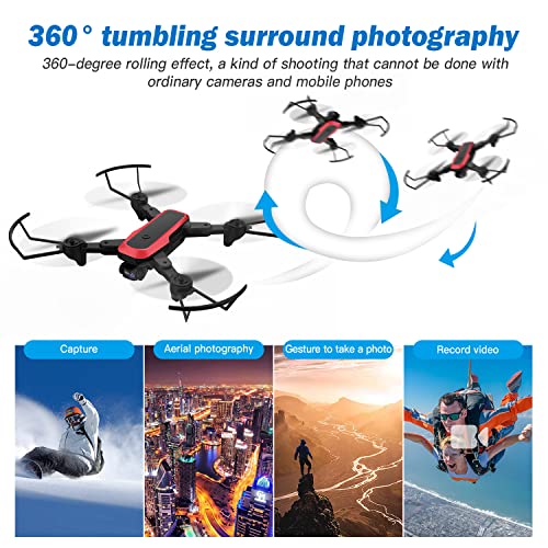 TizzyToy Drone 2022 Upgraded Drone with Camera 6K, Drone with Electronically Camera, Equipped with Two Batteries, Additional 4 Blades and Charging Cable, Optical Flow Hovering, One-button 360Â° Flip, Equipped with RGB Lighting Fan Blades One Key Start Mod