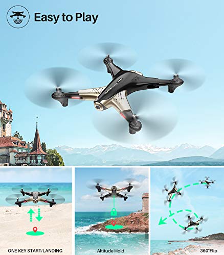 Syma X300 Foldable Drone with Camera for Adults 1080P FHD FPV Live Video, Optical Flow Positioning, Tap Fly, Altitude Hold, Headless Mode, 3D Flips, Quadcopter for Kids Beginners, 2 Batteries 40mins
