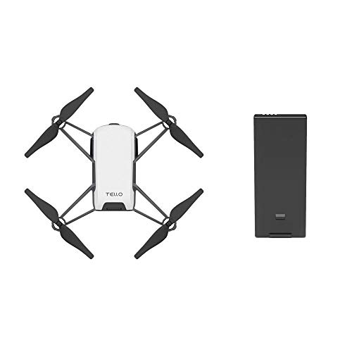 Tello Quadcopter Drone with HD Camera and VR,Powered by DJI Technology and Intel Processor,Coding Education,DIY Accessories,Throw and Fly (with Extra Battery)