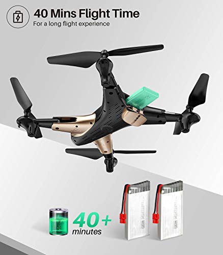 Syma X300 Foldable Drone with Camera for Adults 1080P FHD FPV Live Video, Optical Flow Positioning, Tap Fly, Altitude Hold, Headless Mode, 3D Flips, Quadcopter for Kids Beginners, 2 Batteries 40mins