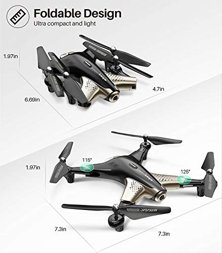 Syma X300 Foldable Drone with Camera for Adults 1080P FHD FPV Live Video, Optical Flow Positioning, Tap Fly, Altitude Hold, Headless Mode, 3D Flips, Quadcopter for Kids Beginners, 2 Batteries 40mins