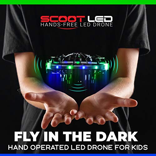 Force1 Scoot LED Hand Operated Drones for Kids or Adults - Hands Free Motion Sensor Mini Drone for Kids, Easy Indoor Small Drone UFO Toy Flying Ball (Green/Blue)