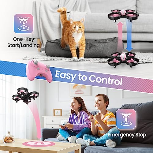 Holy Stone Mini Drone for Kids and Beginners HS210 Pink RC Nano Quadcopter Indoor Small Helicopter Plane with Auto Hovering, 3D Flip, Headless Mode and 1 Rechargeable Battery, Great Gift Toy for Boys and Girls