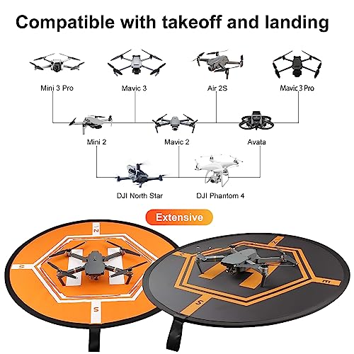 RCstyle Drones Landing Pads Universal Waterproof 31.5'' Fast-fold Double Sided Quadcopter Landing pad for RC Drones, PVB Drones, DJI Mavic Air 2/Mavic Mini 2/Spark/Phantom 2/3/4 Pro Drone Accessories