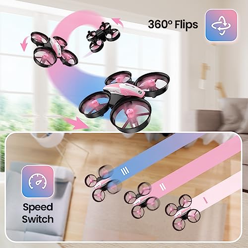 Holy Stone Mini Drone for Kids and Beginners HS210 Pink RC Nano Quadcopter Indoor Small Helicopter Plane with Auto Hovering, 3D Flip, Headless Mode and 1 Rechargeable Battery, Great Gift Toy for Boys and Girls