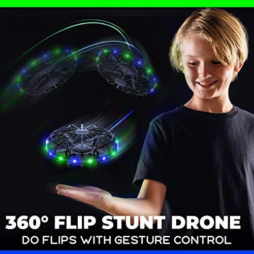 Force1 Scoot LED Hand Operated Drones for Kids or Adults - Hands Free Motion Sensor Mini Drone for Kids, Easy Indoor Small Drone UFO Toy Flying Ball (Green/Blue)