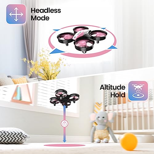 Holy Stone Mini Drone for Kids and Beginners HS210 Pink RC Nano Quadcopter Indoor Small Helicopter Plane with Auto Hovering, 3D Flip, Headless Mode and 1 Rechargeable Battery, Great Gift Toy for Boys and Girls