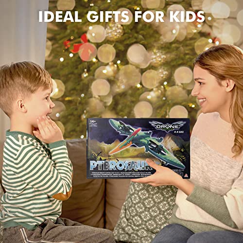 Pterosaur Dinosaur Toys Drone for Kids - Indoor Quadcopter with Altitude Hold, Headless Mode, LED Light One Key Start Speed Adjustment, Toys for 8 9 10 11 12 Year Old Boys&Girls, Birthday, Christmas Gifts