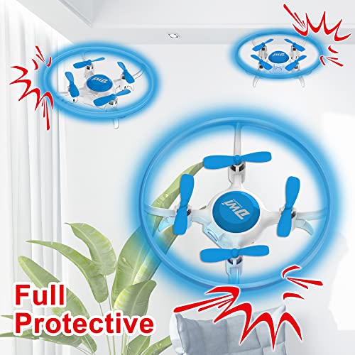 Dwi Dowellin Mini Drone for Kids with LED Lights Crash Proof One Key Take Off Landing Spin Flips RC Flying Toys Drones for Beginners Boys and Girls Adults Quadcopter with Carrying Case, Blue