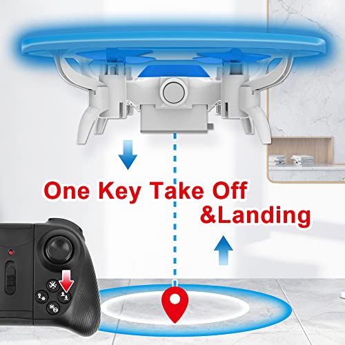 Dwi Dowellin Mini Drone for Kids with LED Lights Crash Proof One Key Take Off Landing Spin Flips RC Flying Toys Drones for Beginners Boys and Girls Adults Quadcopter with Carrying Case, Blue