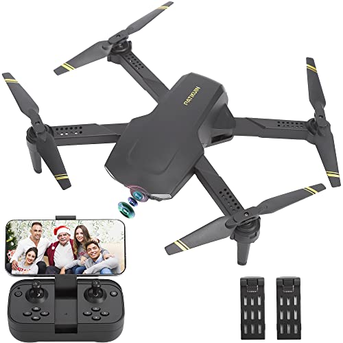 Drone with Camera for Adults - PATIKUIN S300 Foldable Drones for Kids Beginners RC Drone Toys Gifts for Boys Girls with 5GHz, RC Quadcopter Circle Fly Follow Me Gesture Control 2 Batteries