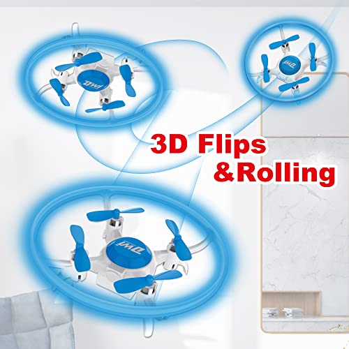 Dwi Dowellin Mini Drone for Kids with LED Lights Crash Proof One Key Take Off Landing Spin Flips RC Flying Toys Drones for Beginners Boys and Girls Adults Quadcopter with Carrying Case, Blue