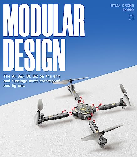 DIY Drone for Kids and Beginners, SYMA X440 RC Drones with Detachable Arms, Remote Control Quadcopter Toys with 7-color LED Light, 360Â° Flips, 16 Mins to Fly, One-key Start and Altitude Hold, Black