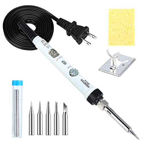 Soldering Iron Kit Electronics, [Upgraded] 60W Adjustable Temperature Welding Tool with ON-Off Switch