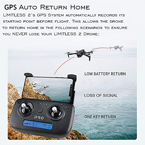 DRONE-CLONE XPERTS Drone X Pro Limitless with GPS Auto Return Home, 5G WiFi FPV, 4K UHD Dual Camera, Brushless Motors, Follow Me, 25 Mins Flight Time, Long Control Range Quadcopter