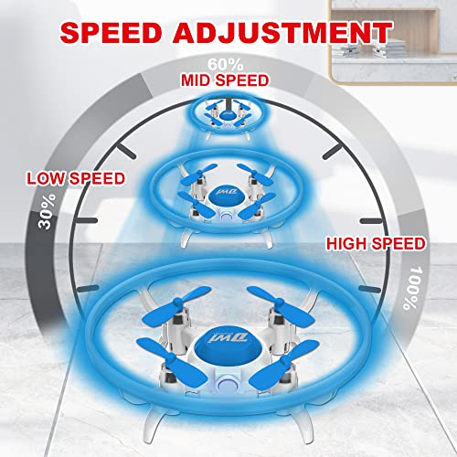 Dwi Dowellin Mini Drone for Kids with LED Lights Crash Proof One Key Take Off Landing Spin Flips RC Flying Toys Drones for Beginners Boys and Girls Adults Quadcopter with Carrying Case, Blue