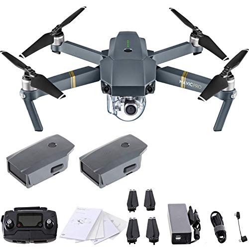 DJI Mavic Pro 4K Quadcopter with Remote Controller, 2 Batteries, with 1-Year Warranty - Gray